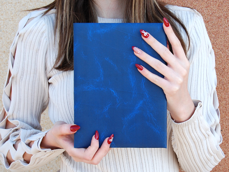 М'яка обкладинка для А5 під власне тиснення ("Синій мармур")